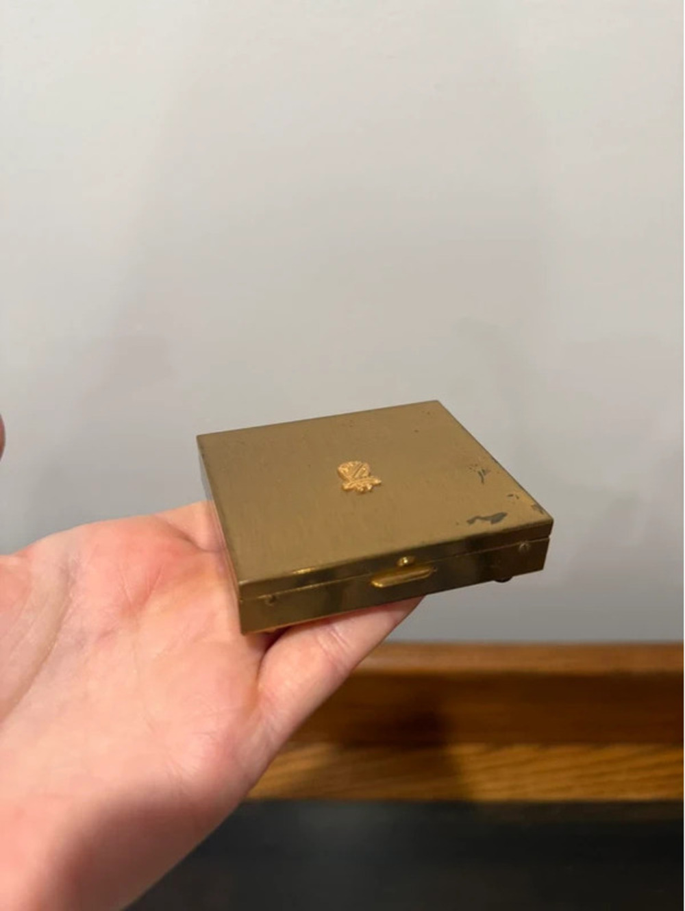 Vintage Beta Sigma Phi Sorority Gold Tone Trinket Jewelry Box